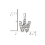 14K  White Gold Diamond Letter W Initial with Bail Pendant - Image 4