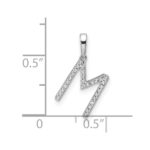 14K White Gold Diamond Letter M Initial Pendant - Image 4