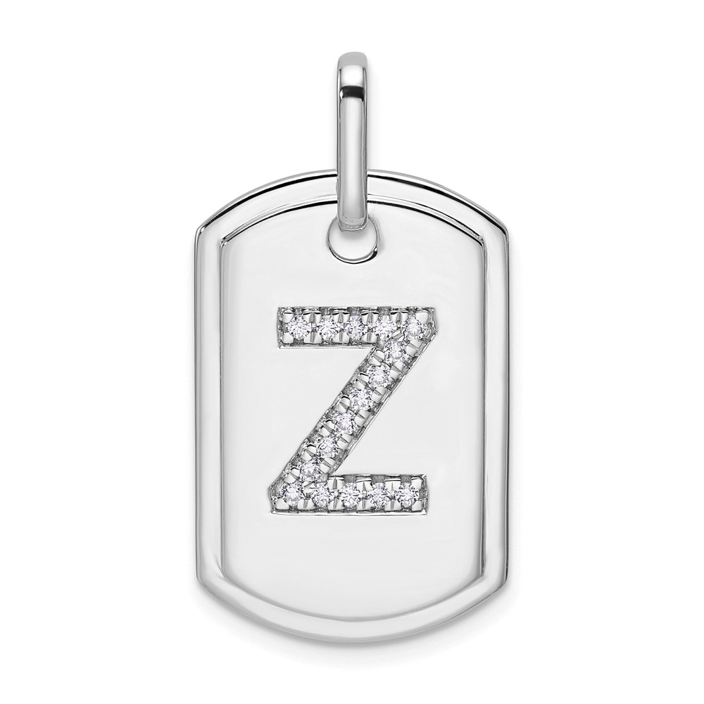 PM9842Z-018-WA.jpg 14K White Gold Diamond Initial Z Dog Tag Charm - Image 1