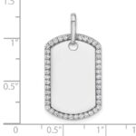 14k White Gold Personalized Diamond Dog Tag Charm - Image 8