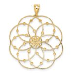 14k and White Rhodium Diamond-cut Spiral Circle Pendant - Image 4