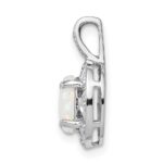 Sterling Silver Rhodium-plated Diam. & Created Opal Pendant - Image 2