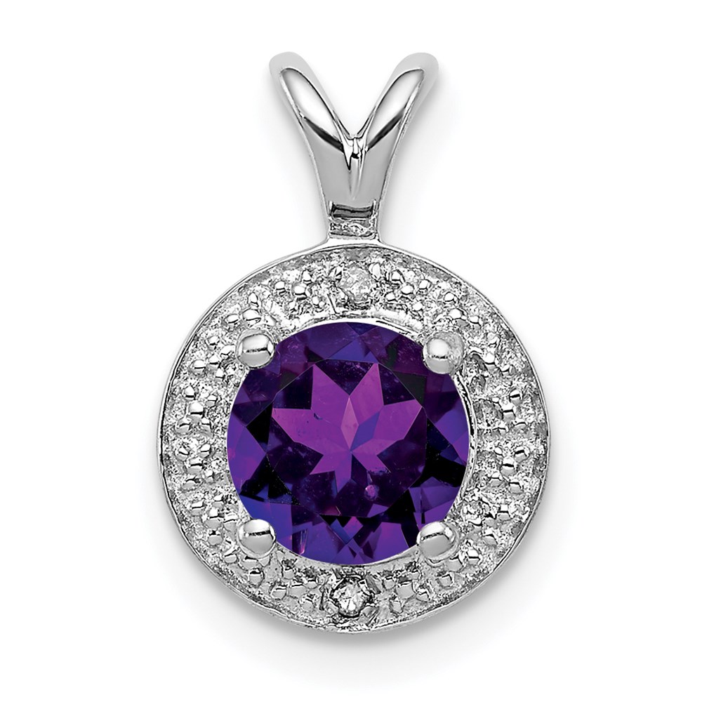 QBPD11FEB.jpg Sterling Silver Rhodium-plated Diam. & Amethyst Pendant - Image 1