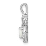 Sterling Silver Rhodium-plated Created Opal & Diam. Pendant - Image 2