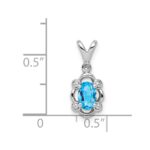Sterling Silver Rhodium-plated Light Swiss Blue Topaz & Diam. Pendant - Image 3