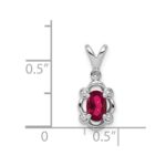 Sterling Silver Rhodium-plated Created Ruby & Diam. Pendant - Image 3