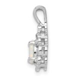 Sterling Silver Rhodium-plated Created Opal & Diam. Pendant - Image 2