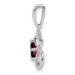 Sterling Silver Rhodium-plated Floral Garnet Pendant - Image 2
