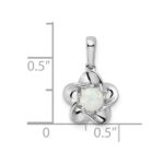 Sterling Silver Rhodium-plated Floral Created Opal Pendant - Image 3