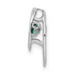 Sterling Silver Rhodium Created Emerald Birthstone Vibrant Chain Slide - Image 2