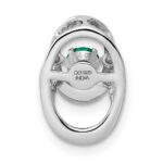 Sterling Silver Rhodium Created Emerald Birthstone Vibrant Chain Slide - Image 4