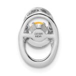 Sterling Silver Rhodium Citrine Birthstone Vibrant Chain Slide - Image 4