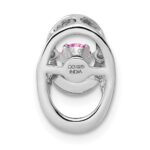 Sterling Silver Rhodium Plated Pink CZ Birthstone Vibrant Chain Slide - Image 4