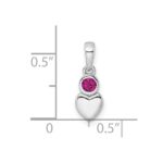 Sterling Silver Rhodium-plated Polished Rhodolite Garnet Heart Pendant - Image 3
