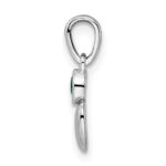Sterling Silver Rhodium-plated Lab Created Emerald Heart Pendant - Image 2