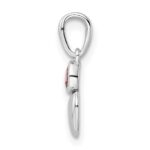 Sterling Silver Rhodium-plated Polished Pink Tourmaline Heart Pendant - Image 2