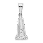 De-Ani Sterling Silver Rhodium-Plated Polished and Textured Lighthouse Pendant - Image 3