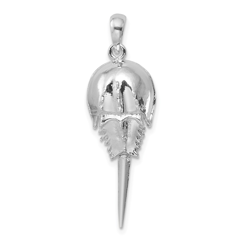 QC10040.jpg De-Ani Sterling Silver Rhodium-Plated Polished Moving Tail Horse Shoe Crab Pendant - Image 1