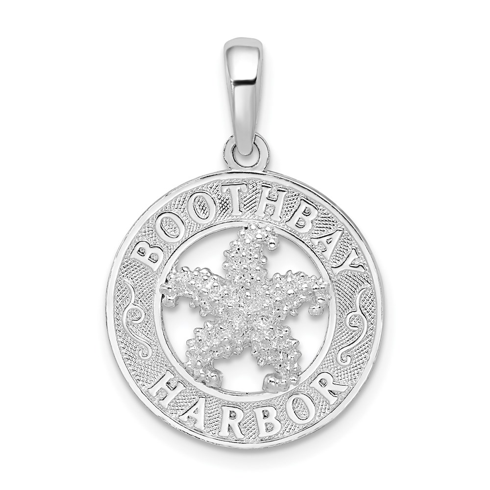 QC10068.jpg De-Ani Sterling Silver Rhodium-Plated Polished Booth Bay Starfish Pendant - Image 1