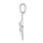 De-Ani Sterling Silver Rhodium-Plated Polished St. Augustine with Shell Circle Pendant - Image 2