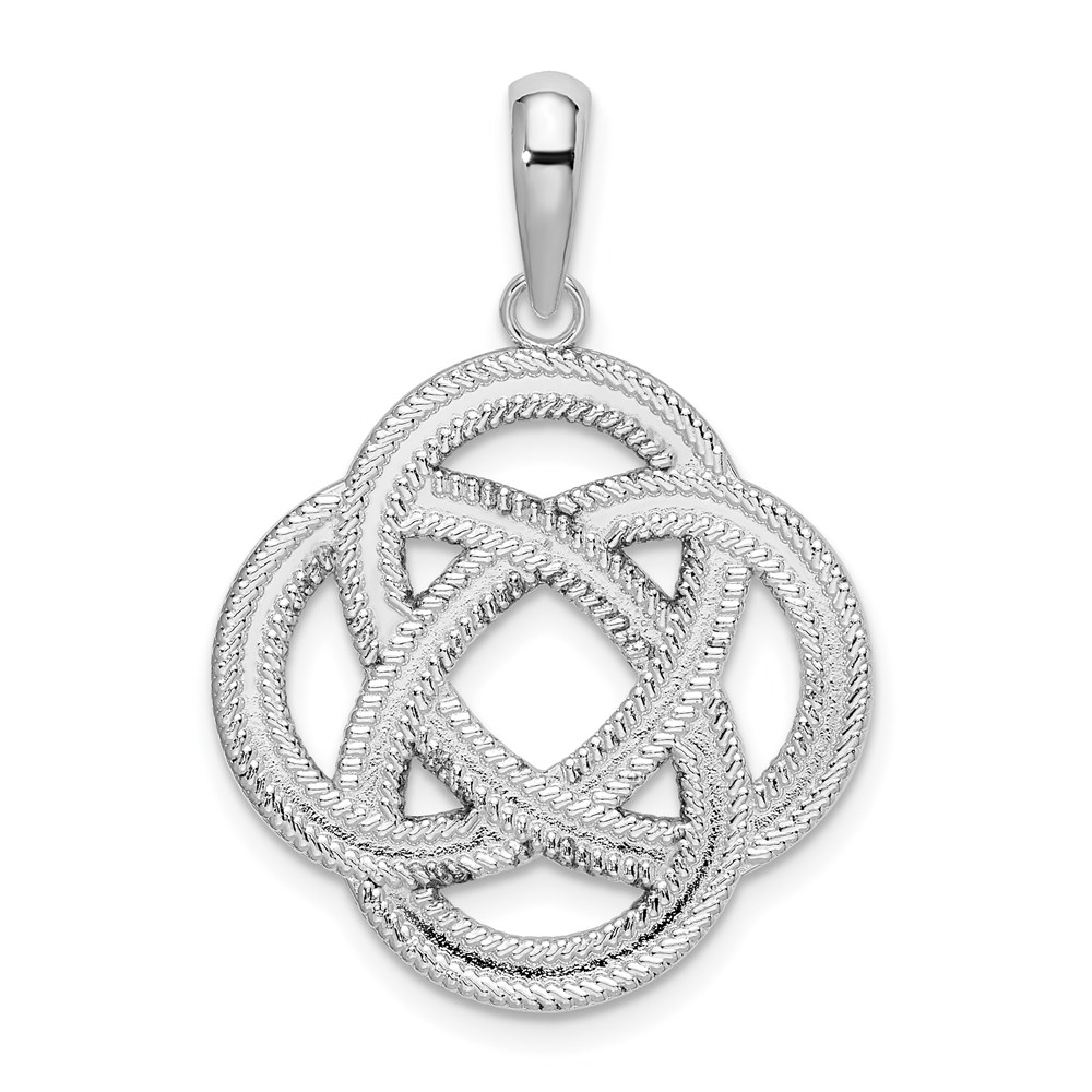 QC10111.jpg De-Ani Sterling Silver Rhodium-Plated Polished Celtic Circle Eternity Knot Pendant - Image 1