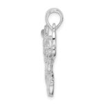 De-Ani Sterling Silver Rhodium-Plated Polished and Textured Deer Head Pendant - Image 2