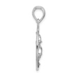 De-Ani Sterling Silver Rhodium-Plated Polished Dolphins Swimming Oval Pendant - Image 2