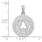 De-Ani Sterling Silver Rhodium-Plated Virginia Beach with Dolphins Circle Pendant - Image 4