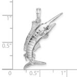 De-Ani Sterling Silver Rhodium-Plated Polished 3D Blue Marlin Pendant - Image 4