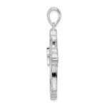 De-Ani Sterling Silver Rhodium-Plated Diamond-Cut Fleur de Lis Cross Pendant - Image 2
