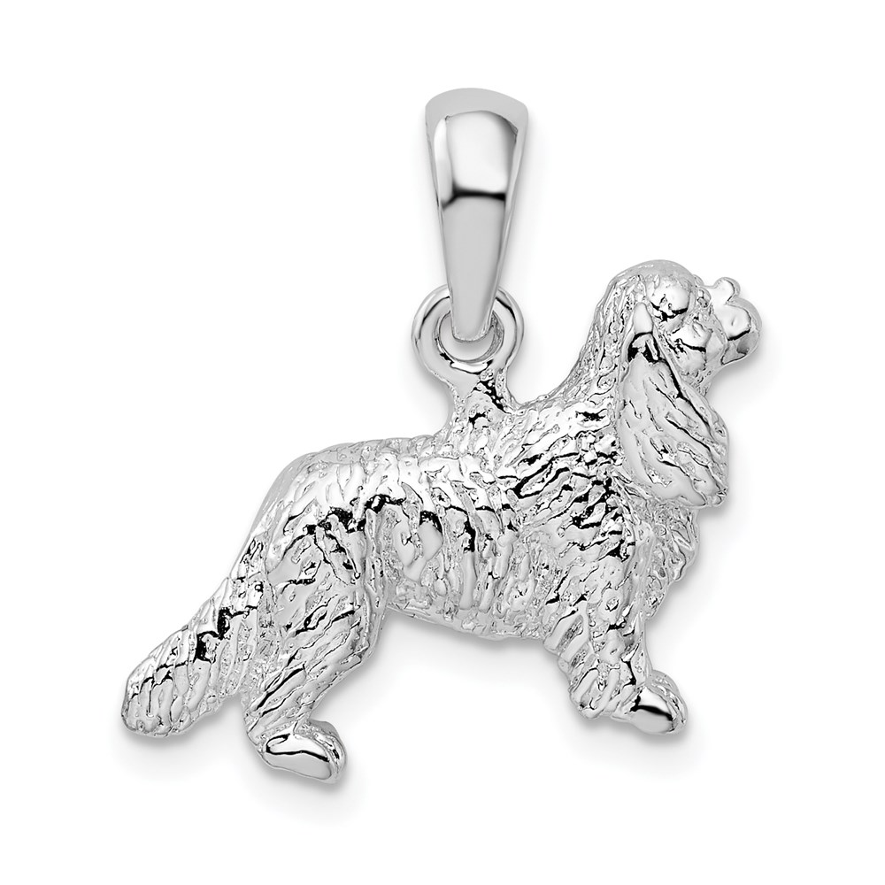 QC10226.jpg De-Ani Sterling Silver Rhodium-Plated 3D Cavalier King Charles Spaniel Pendant - Image 1