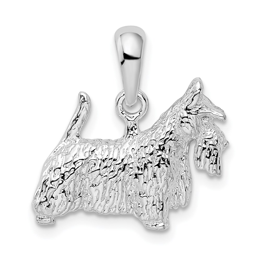 QC10241.jpg De-Ani Sterling Silver Rhodium-Plated Textured 3D Scottish Terrier Pendant - Image 1