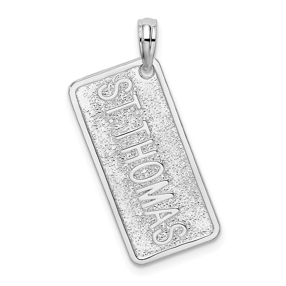 QC10248.jpg De-Ani Sterling Silver Rhodium-Plated St. Thomas License Plate Pendant - Image 1