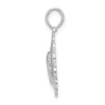 De-Ani Sterling Silver Rhodium-Plated Polished Scalloped Edge Angel Pendant - Image 2