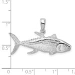 De-Ani Sterling Silver Rhodium-Plated Polished Yellowfin Tuna Fish Pendant - Image 3