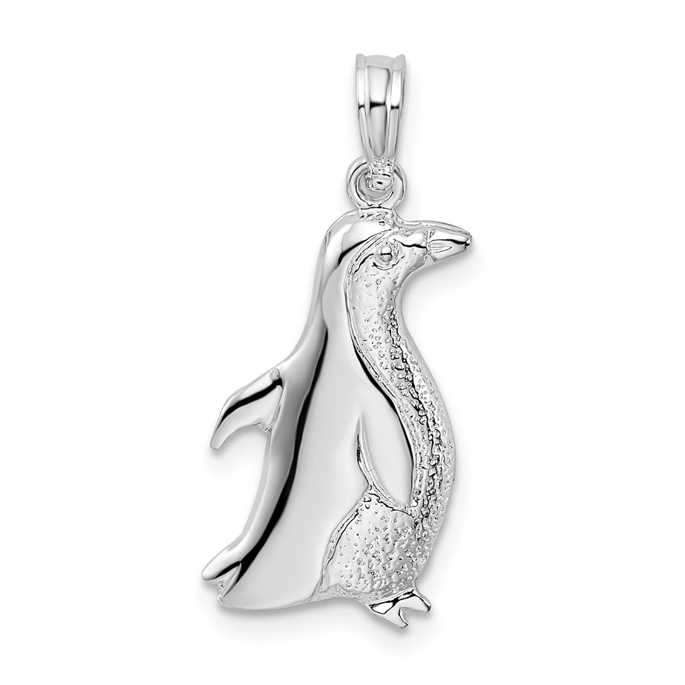QC10335.jpg De-Ani Sterling Silver Rhodium-Plated Polished Penguin Pendant - Image 1