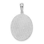 De-Ani Sterling Silver Rhodium-Plated Textured Flamingos with Palm Tree Oval Pendant - Image 4