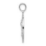 De-Ani Sterling Silver Rhodium-Plated Polished Sanibel Circle with Flamingo Pendant - Image 2