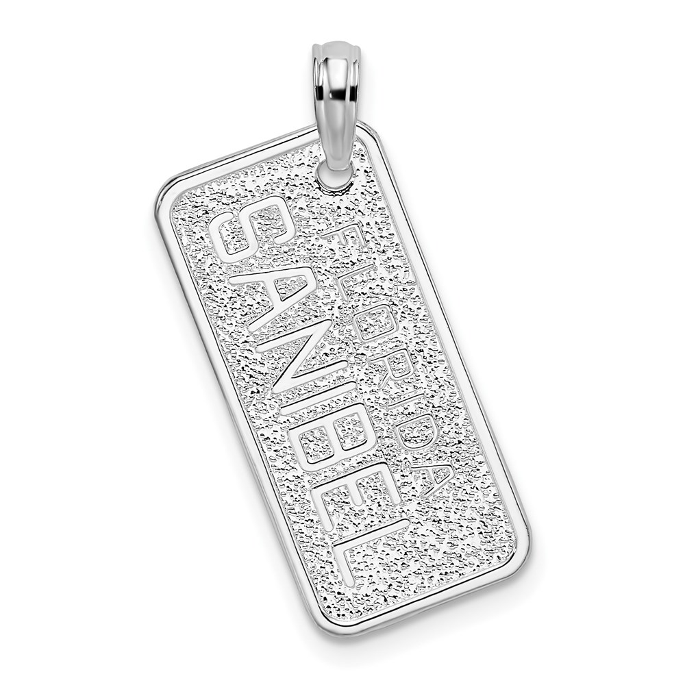 QC10366.jpg De-Ani Sterling Silver Rhodium-Plated Textured Florida Sanibel License Plate Pendant - Image 1