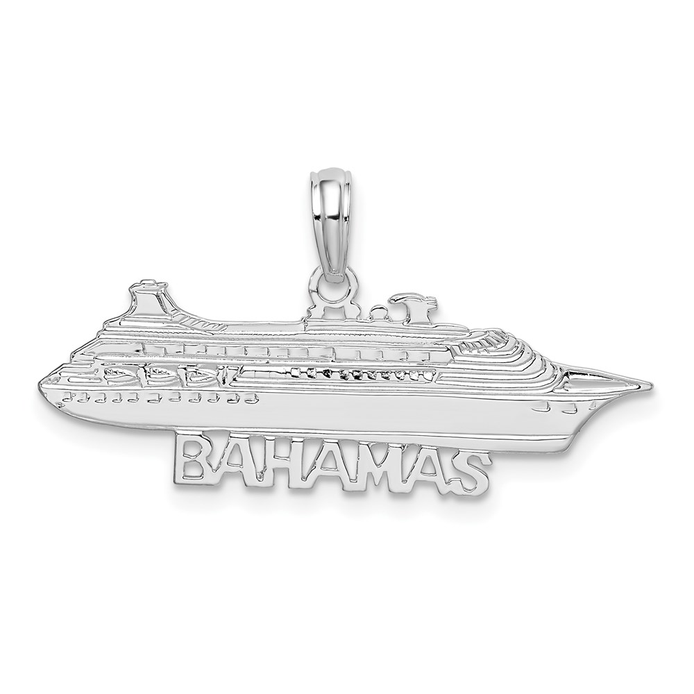 QC10384.jpg De-Ani Sterling Silver Rhodium-Plated Polished Bahamas Cruise Ship Pendant - Image 1