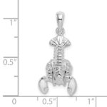 De-Ani Sterling Silver Rhodium-Plated Polished Moveable Lobster Pendant - Image 3