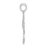 De-Ani Sterling Silver Rhodium-Plated Cut-Out Fleur de Lis Cross with Dove Pendant - Image 2