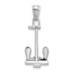 De-Ani Sterling Silver Rhodium-Plated Polished 3D Large Navy Anchor Pendant - Image 4
