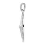 De-Ani Sterling Silver Rhodium-Plated Polished Large Nautical Compass Pendant - Image 2