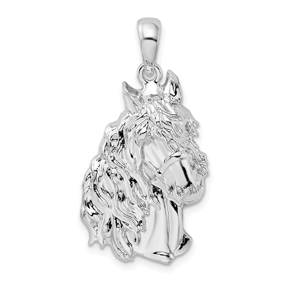 QC10432.jpg De-Ani Sterling Silver Rhodium-Plated Polished Horse Head Pendant - Image 1