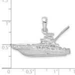 De-Ani Sterling Silver Rhodium-Plated Polished 3D Sportfishing Boat Pendant - Image 3