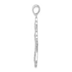 De-Ani Sterling Silver Rhodium-plated Polished Filigree Bead Edge Fleur de Lis Cross Pendant - Image 2