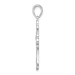 De-Ani Sterling Silver Rhodium-plated Polished Beaded Fleur de Lis Cross Pendant - Image 2