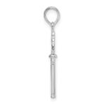 De-Ani Sterling Silver Rhodium-Plated Polished 3D Key with Hearts Top Pendant - Image 2