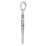 De-Ani Sterling Silver Rhodium-Plated Polished 3D Enameled Blue Seahorse Pendant - Image 2